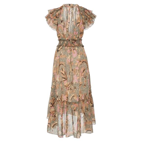 ULLA JOHNSON Cicely Silk Blend Dress in Ivory 0 - Picture 3 of 9